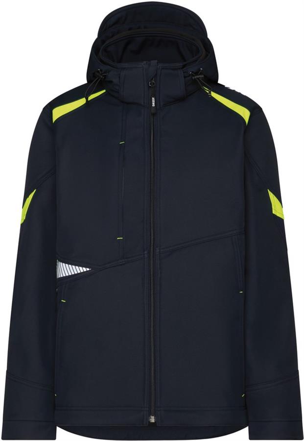 Dassy softshell kalama polyester nachtblauw fluogeel xxl