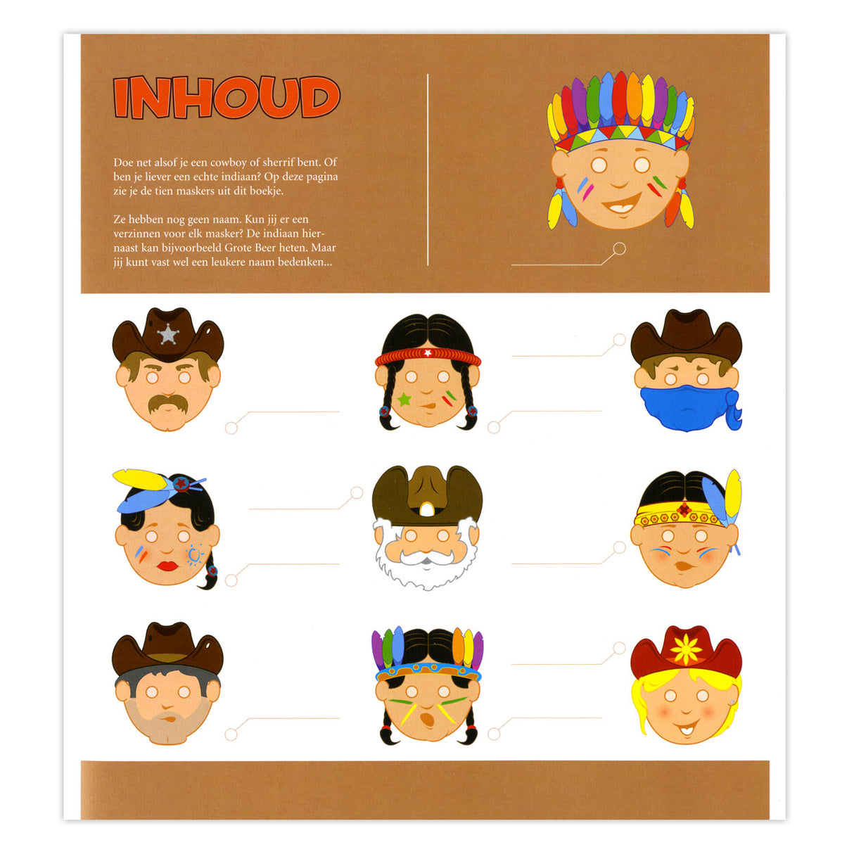 Central Book House masks: cowboys and Indians