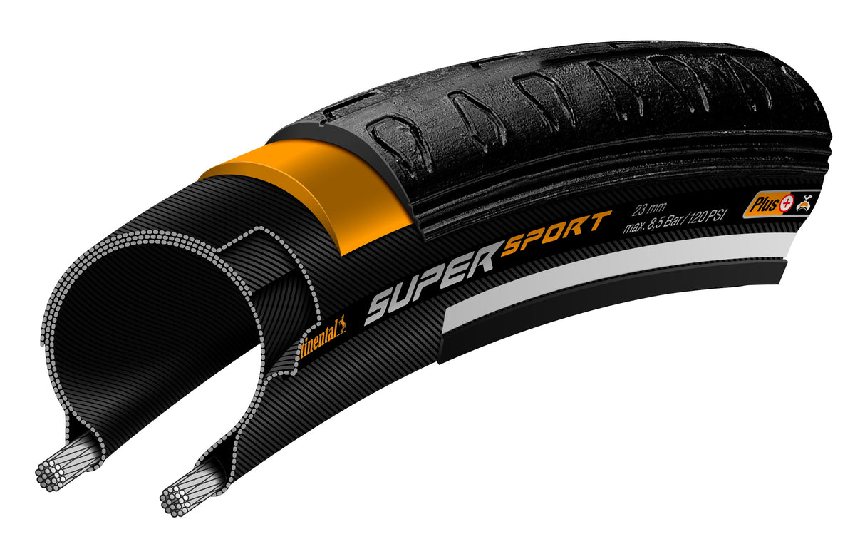 Continental Super Sport Plus - Racing Bike Band - 700x25C - Piene di filo - Nero