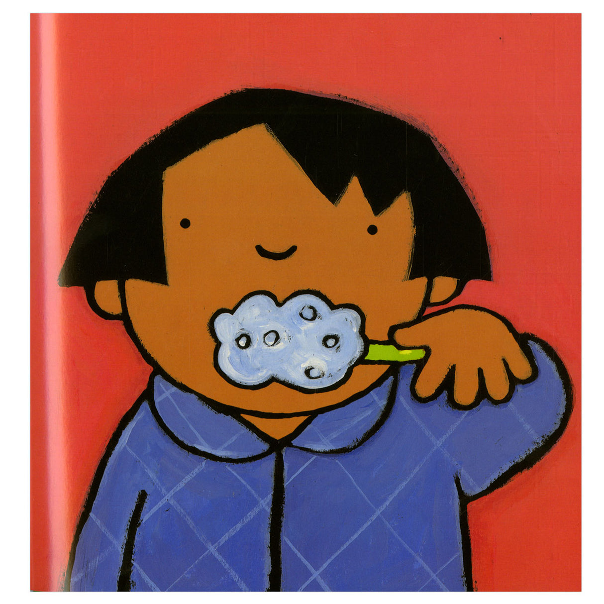 Central Book House Anna brushes her teeth