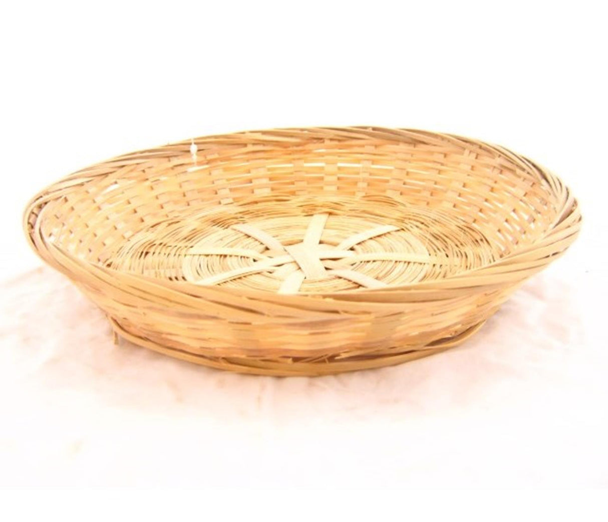 Kosz bambusowy tkany okrągły niski 25x4cm