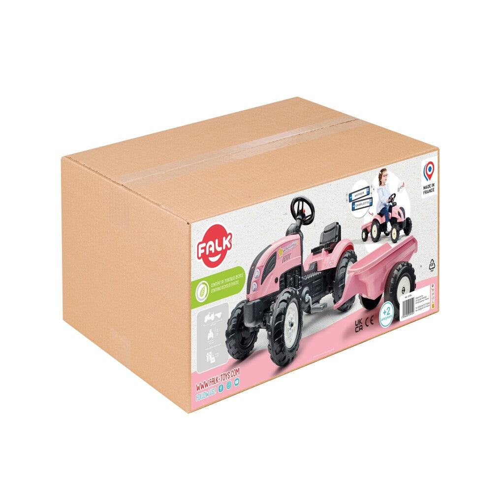 Falk tracteur country farmer set rose 2+