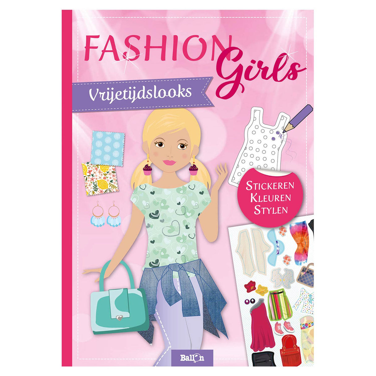 Standaard uitgeverij sticker- en tekenboek fashion girls - vrijetijdslooks