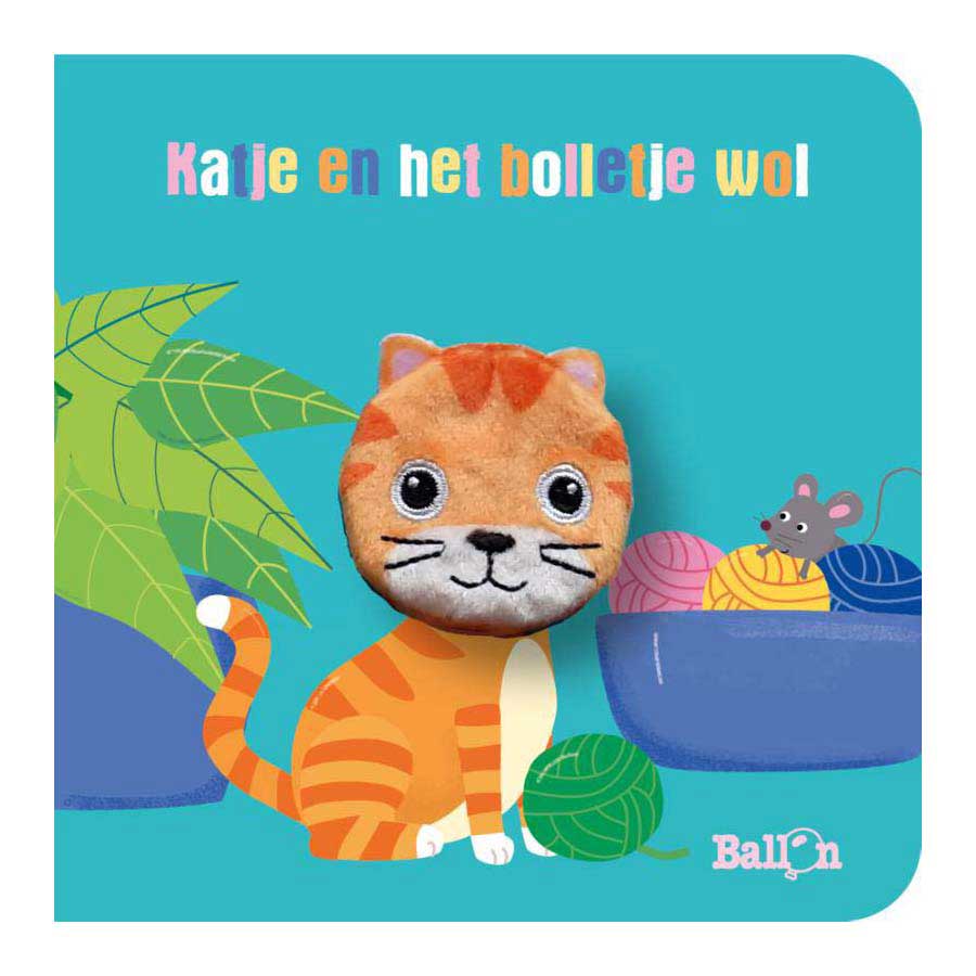 Standaard uitgeverij kartonboek met vingerpopje - katje en het bolletje wol