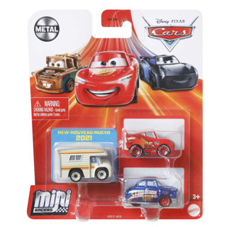 Mattel biler disney mini racers 3 pack assorteret