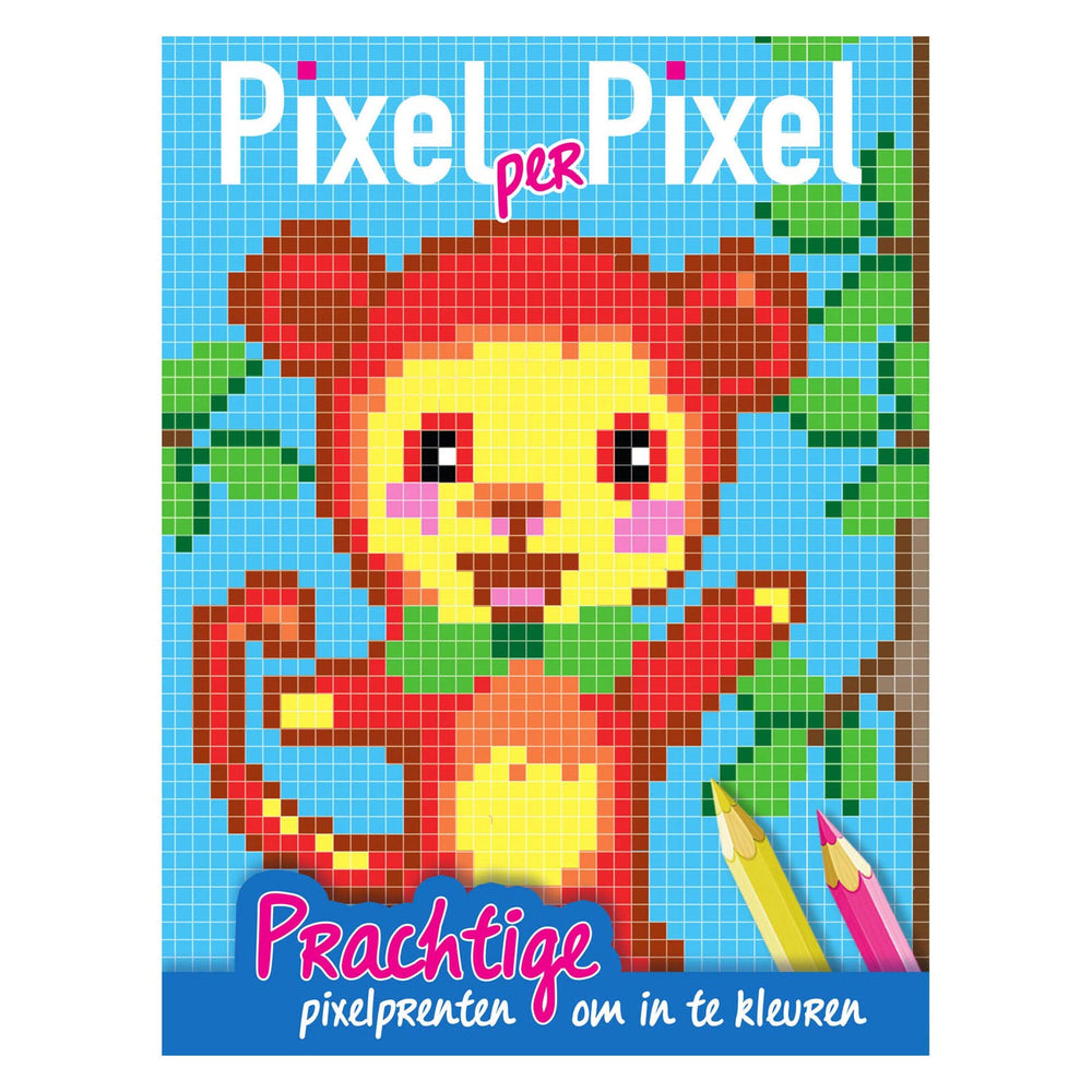 Mondikaarten pixel coloring book monkey