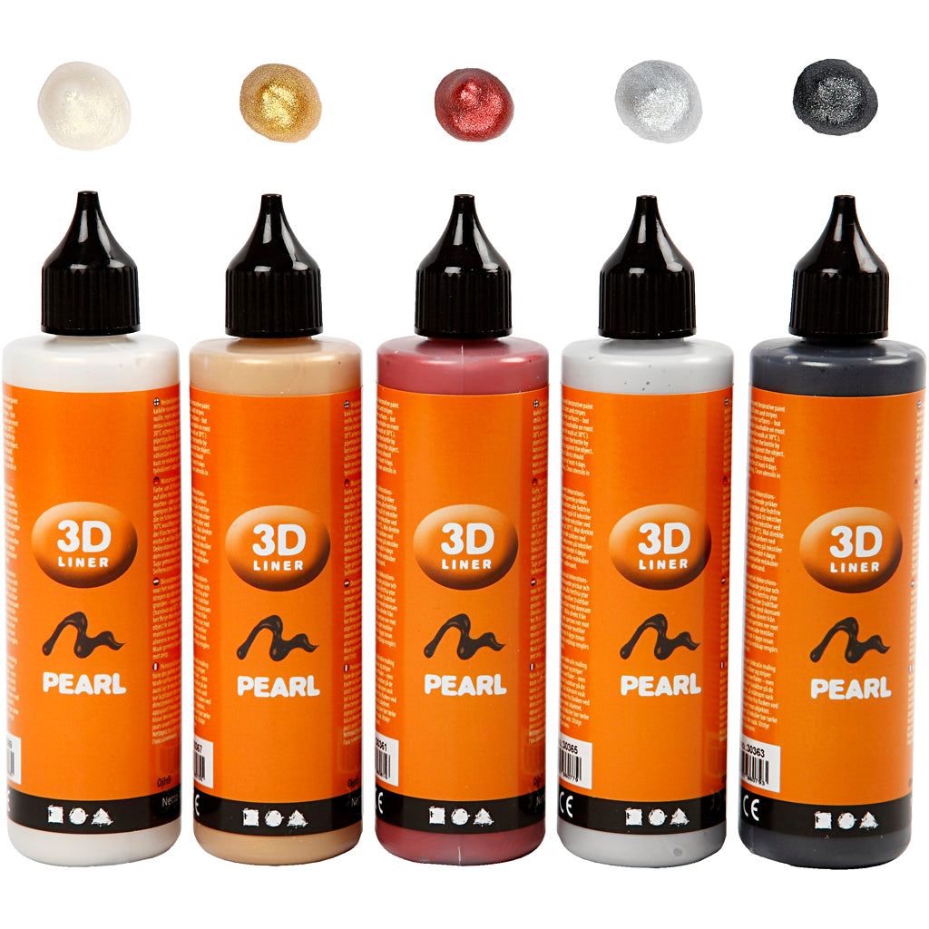 Creativ company 3d liner, metallic colors, 5x100 ml 1 box