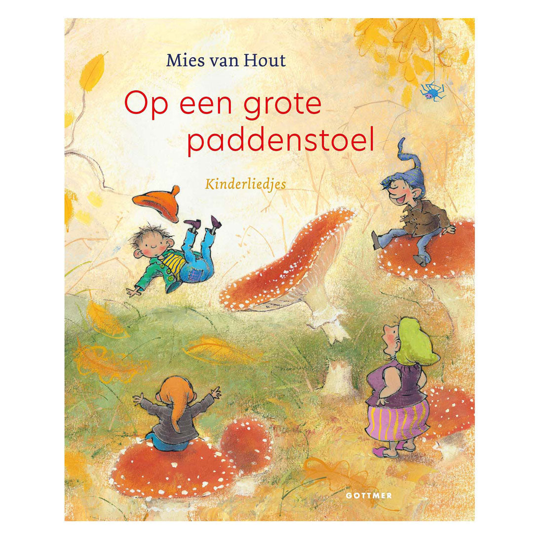 Gottmer uitgevers groep op een grote paddenstoel