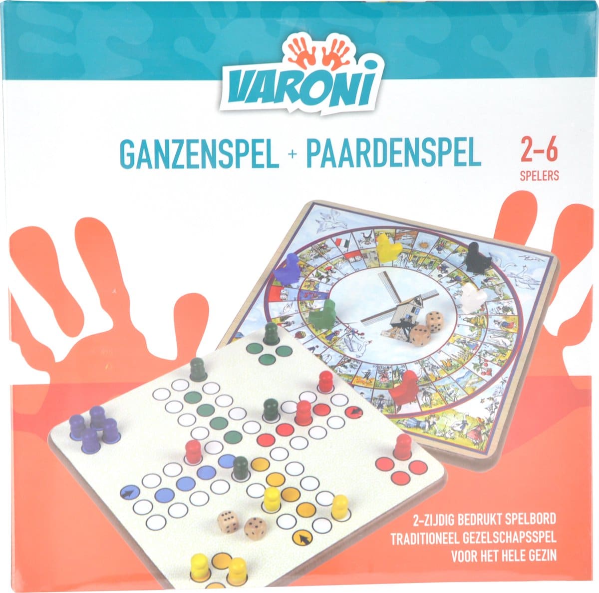 Van der Doelen wooden horse game (Ludo) and snakes and ladders 2-sided