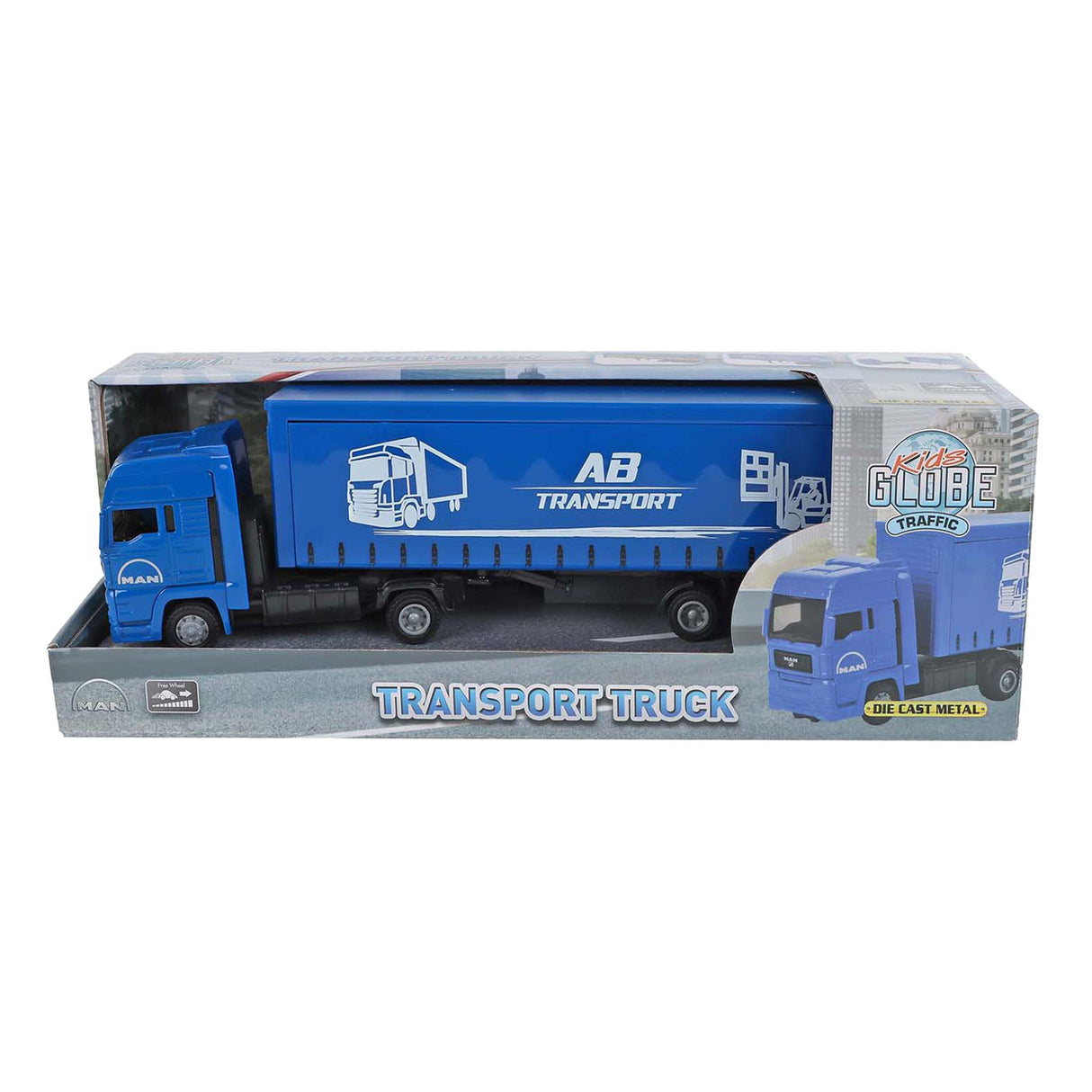 Camion per bambini con mappamondo con rimorchio, 30 cm