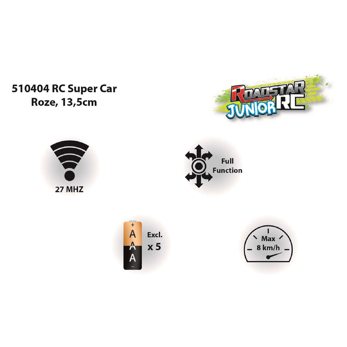 Rc-gesteuertes Auto Roadstar rosa 27 MHz, 13,5 cm