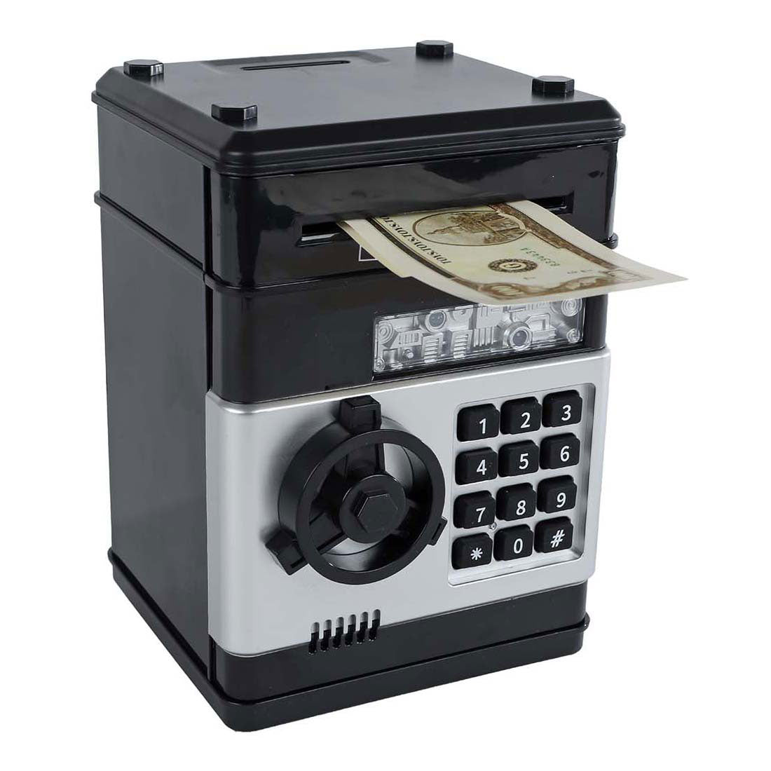 Money safe with secret code black, 19.5 cm