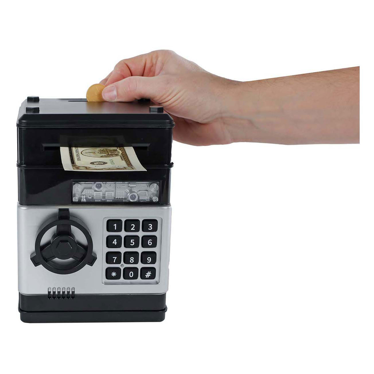 Money safe with secret code black, 19.5 cm