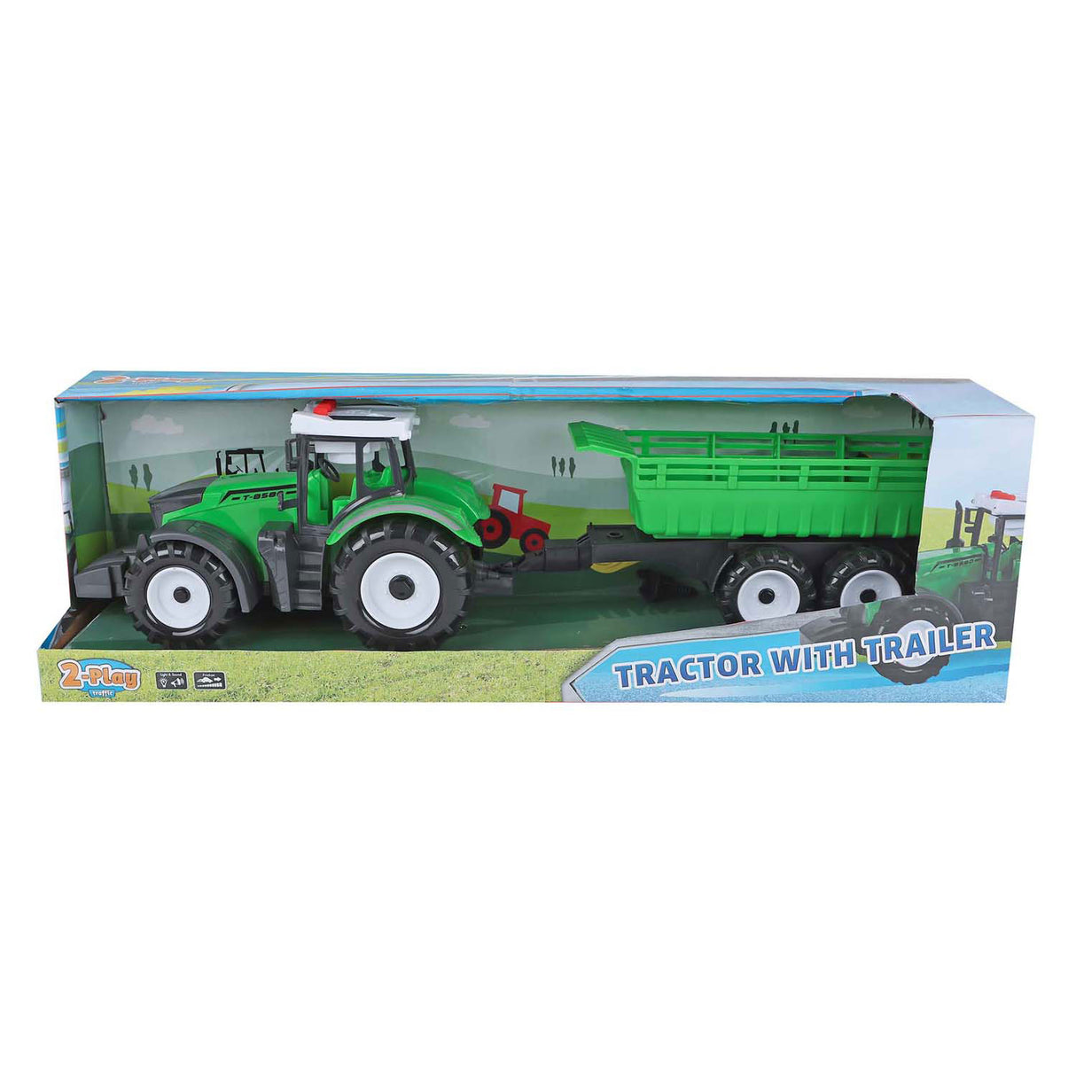 2-play tractor met aanhanger en kiepfunctie met licht en geluid