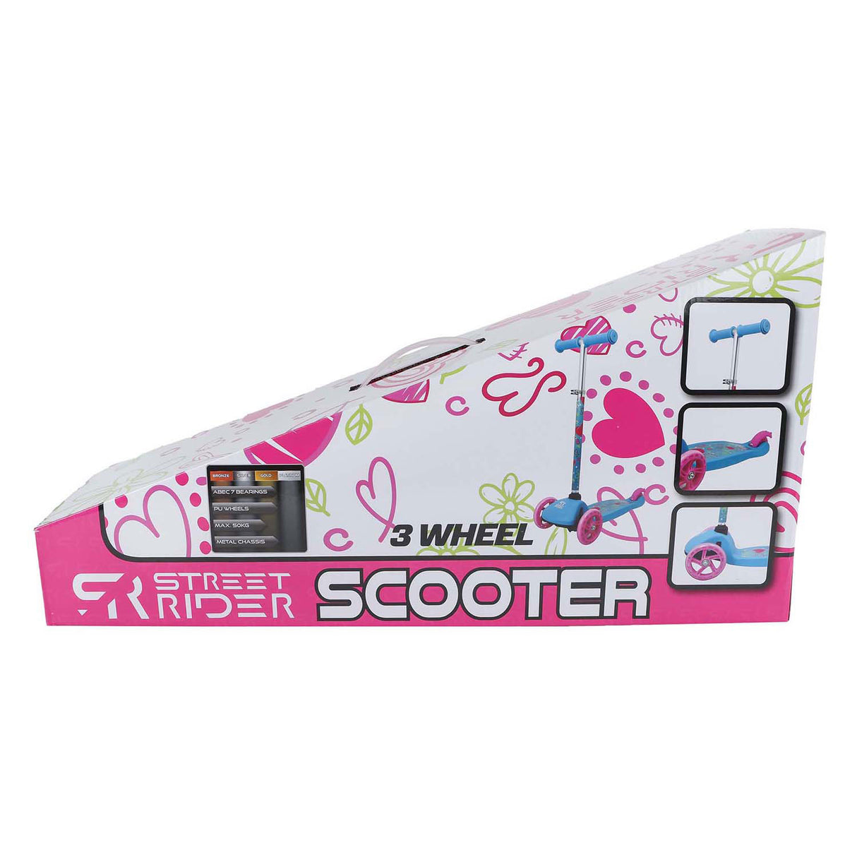 Street Rider 3-Rad-Roller mit verstellbarer Lenkung ABEC 7 Pink