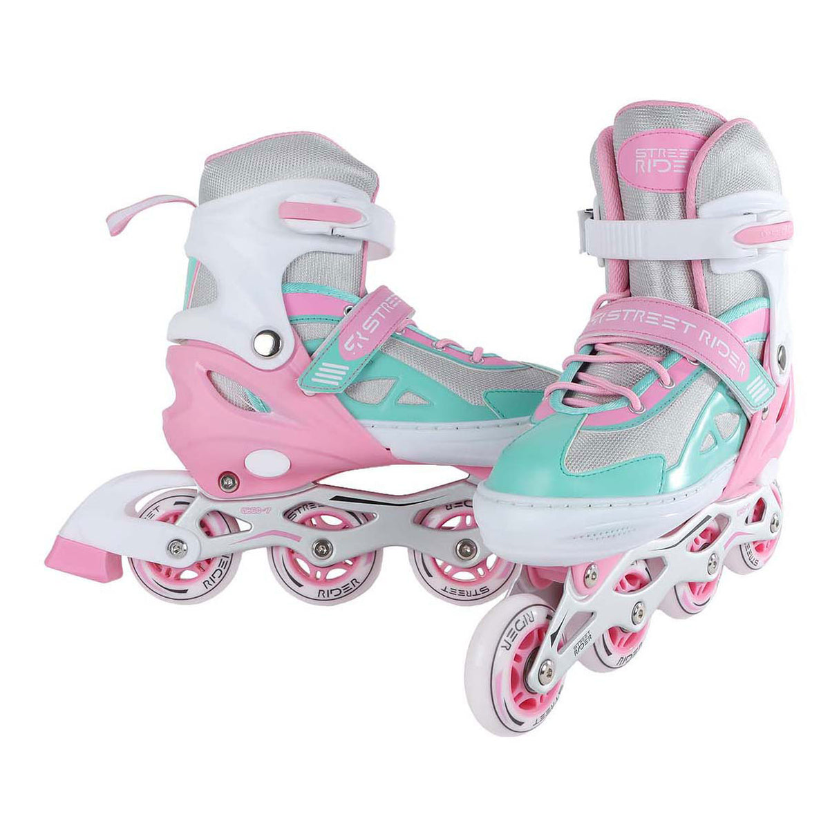 Patines en linea rosa verde talla 29-32