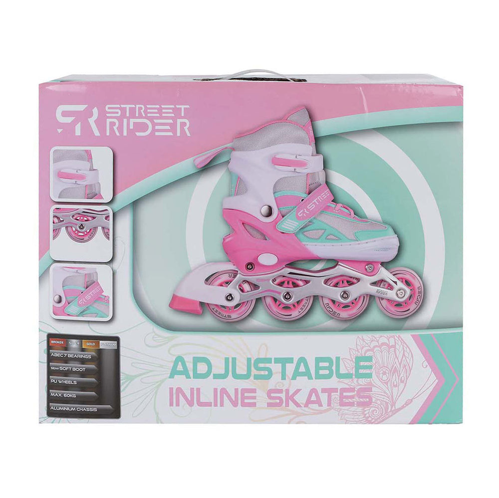 Street Rider Inline Skeelers Pink Green Verstellbar, Größe 37-40