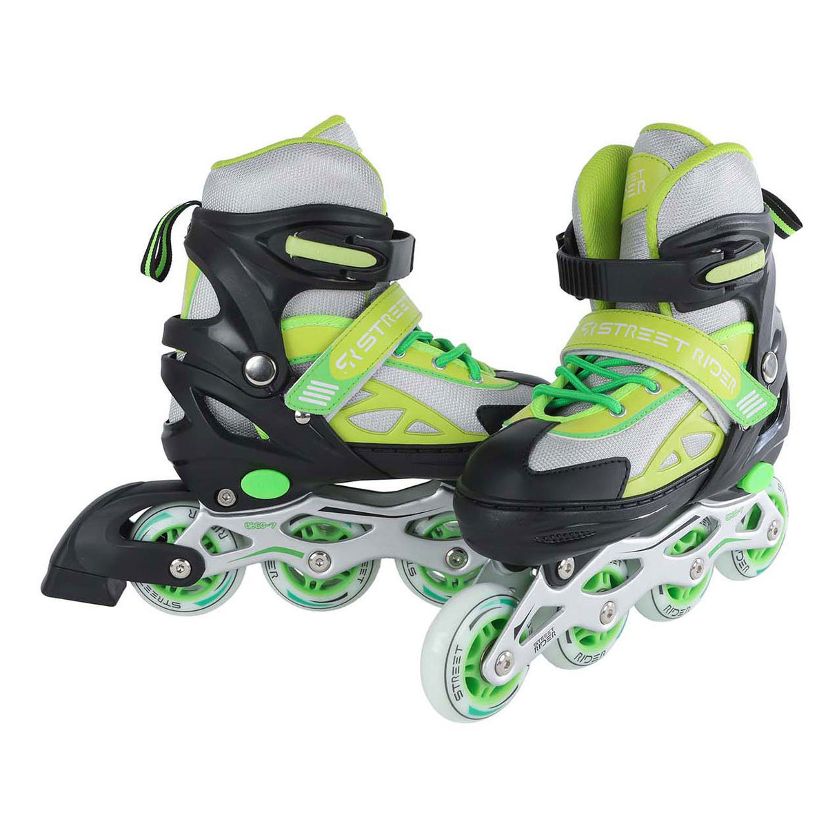 Street Rider görkorcsolya zöld fekete állítható, 33-36 méretben