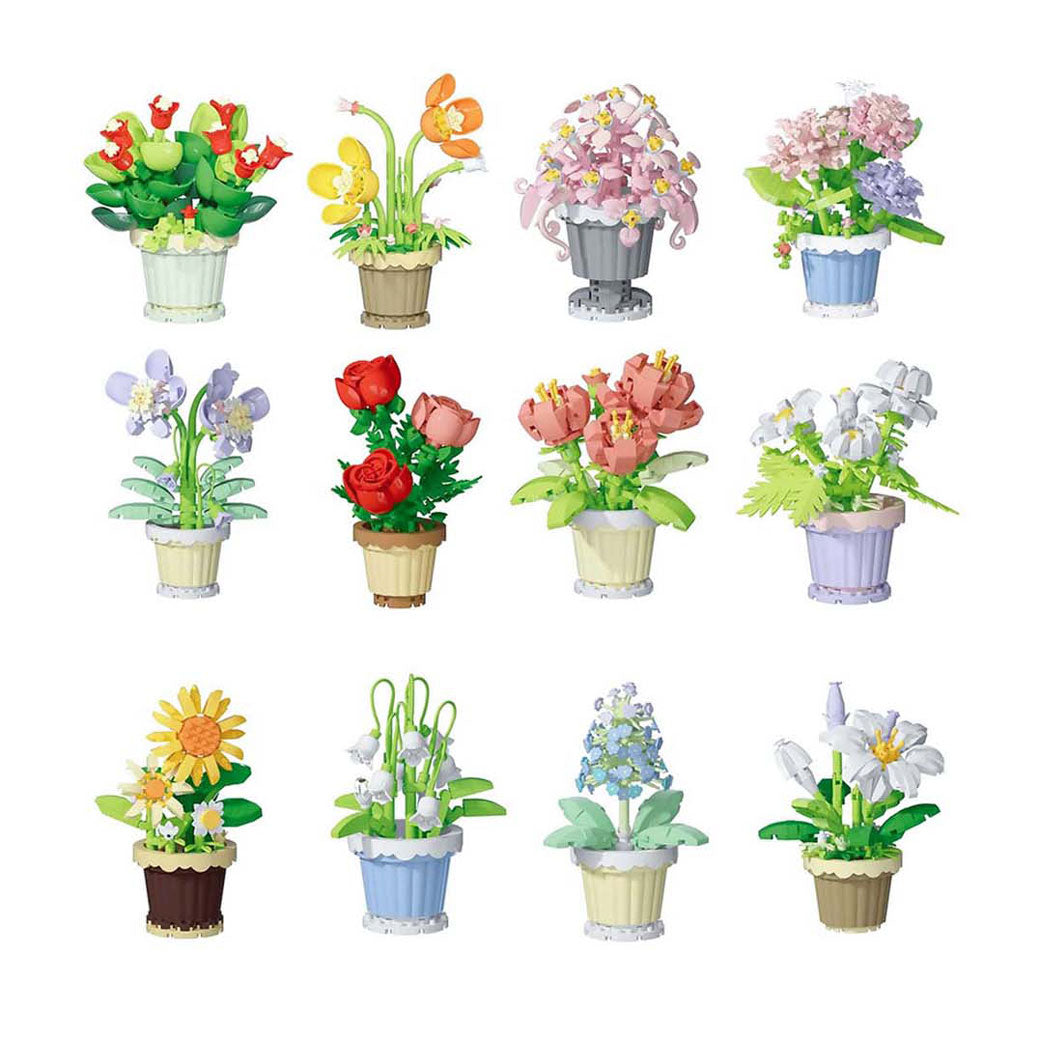 Flower construction set plant in pot - 365 pcs.