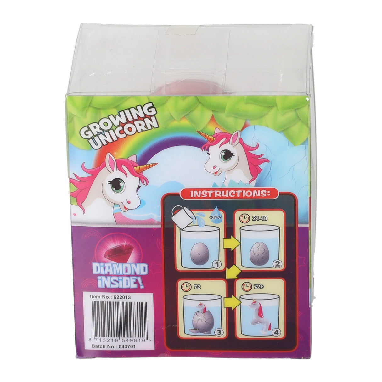 Unicorn egg with growing unicorn and diamond - 8cm