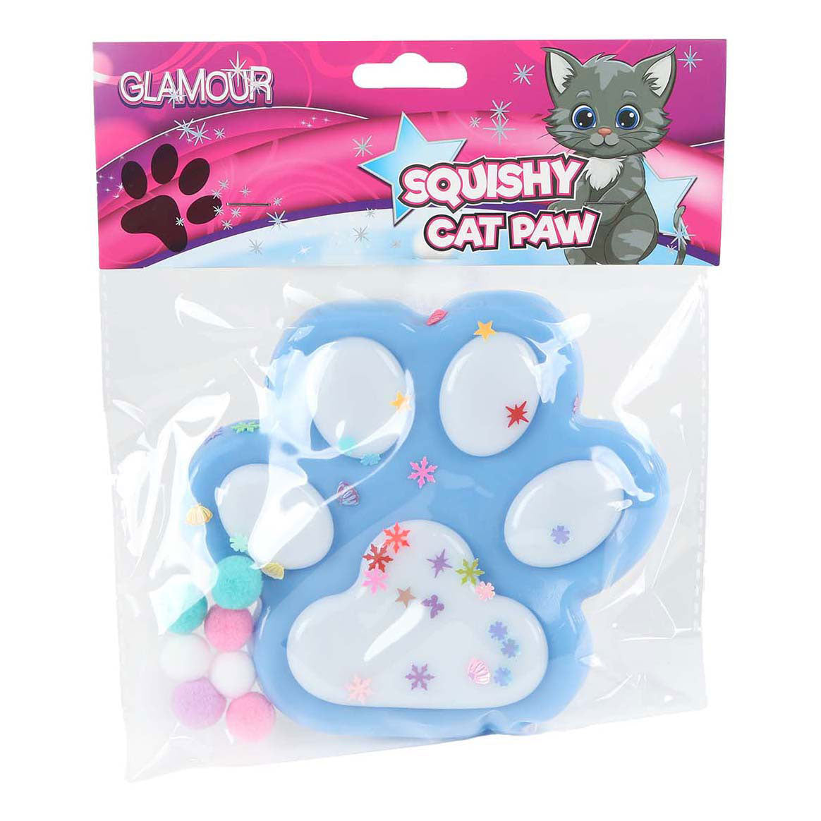 Glamour squishy grote kattenpoot - 12,5cm
