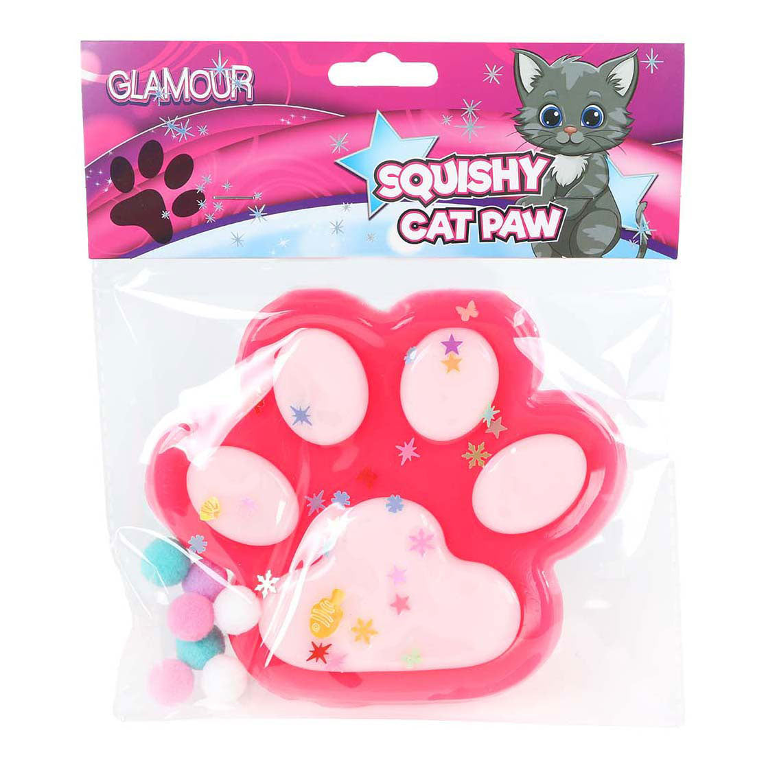 Glamour squishy grote kattenpoot - 12,5cm