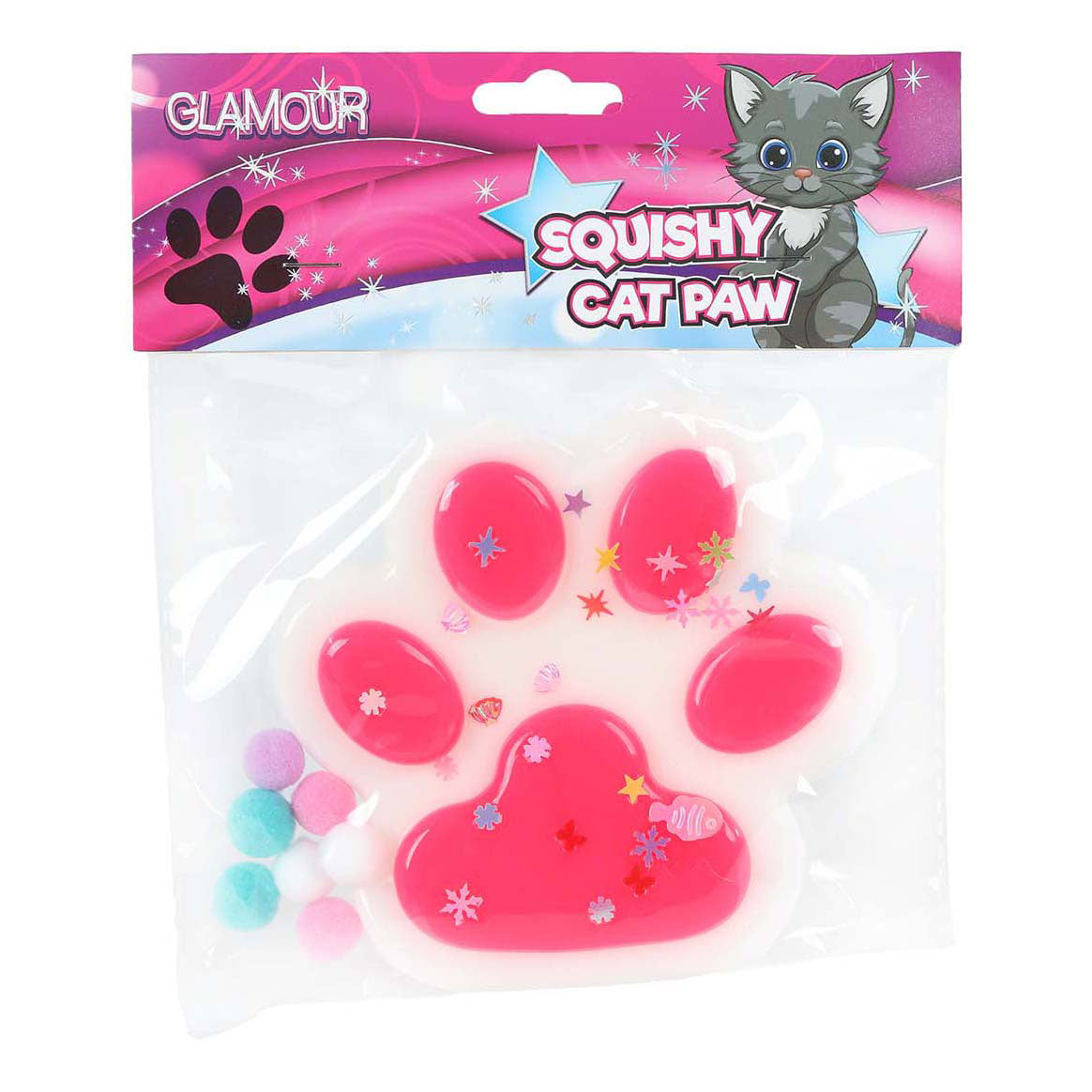 Glamour squishy grote kattenpoot - 12,5cm