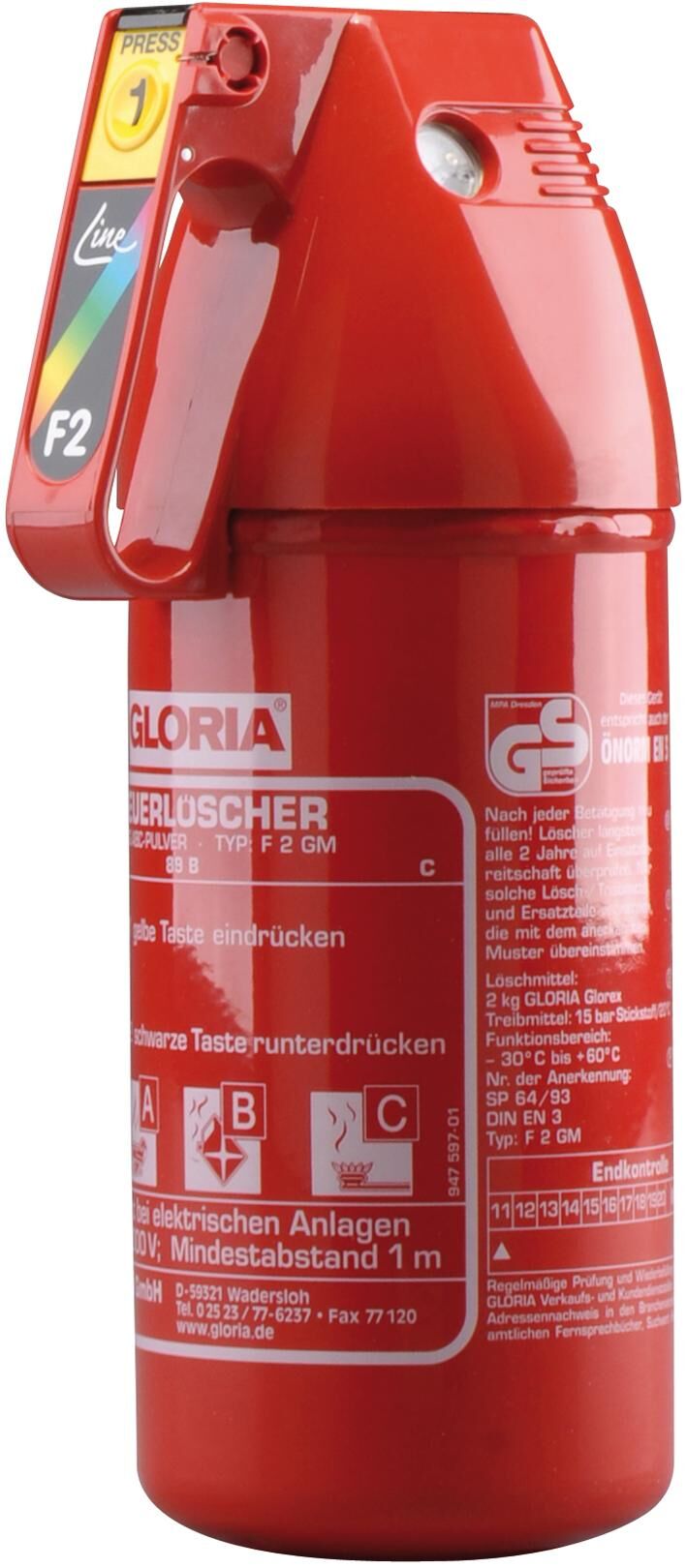 Gloria fire extinguisher easyline fire extinguisher f2gm 2k