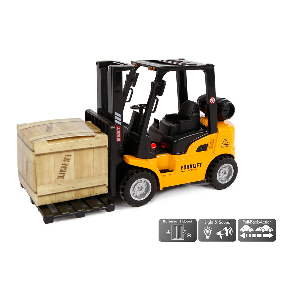 2-Play Die-cast Forklift with Lights and Sounds, 14cm