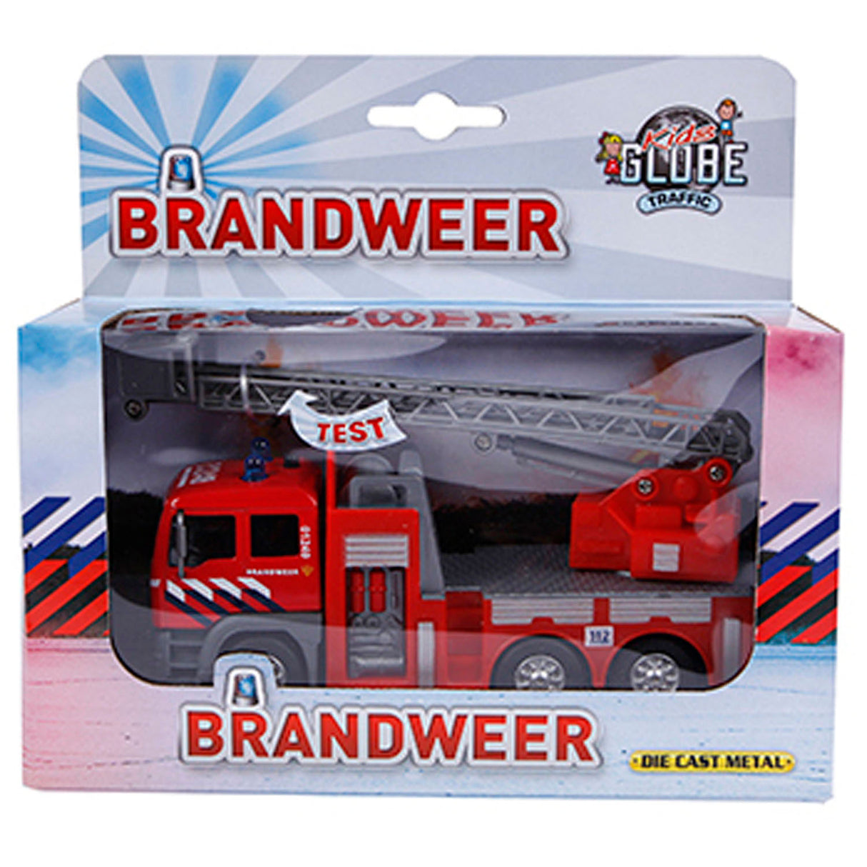 Kids globe die-cast fire engine ladder truck, 16cm