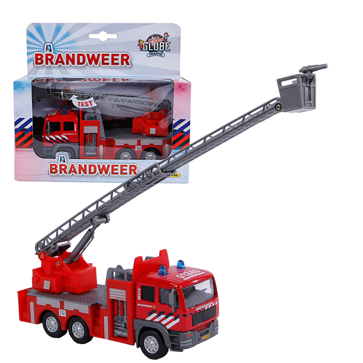 Kids globe die-cast fire engine ladder truck, 16cm