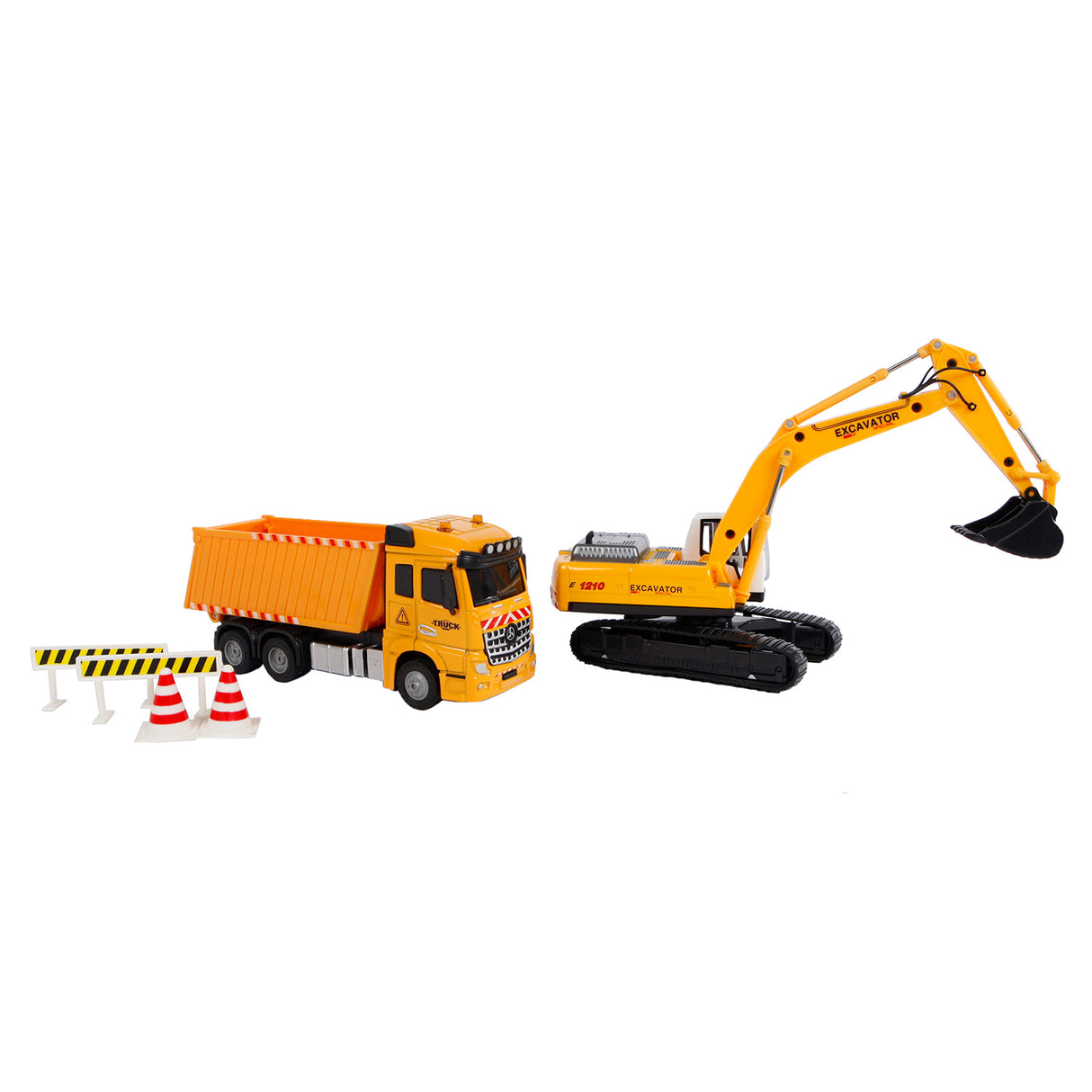 2-Play Dump Camion mam EXCAVAVATOR Luucht an Toun