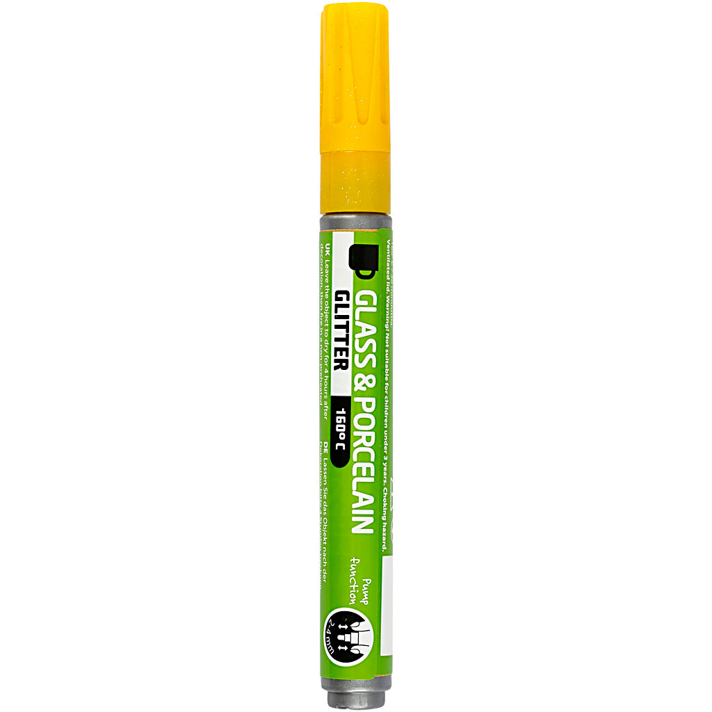 Creativ company glass and porcelain marker glitter semi-opaque - yellow