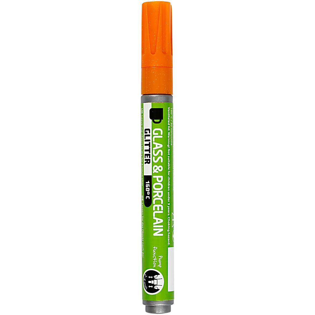 Creativ company glass and porcelain marker glitter semi-opaque - orange