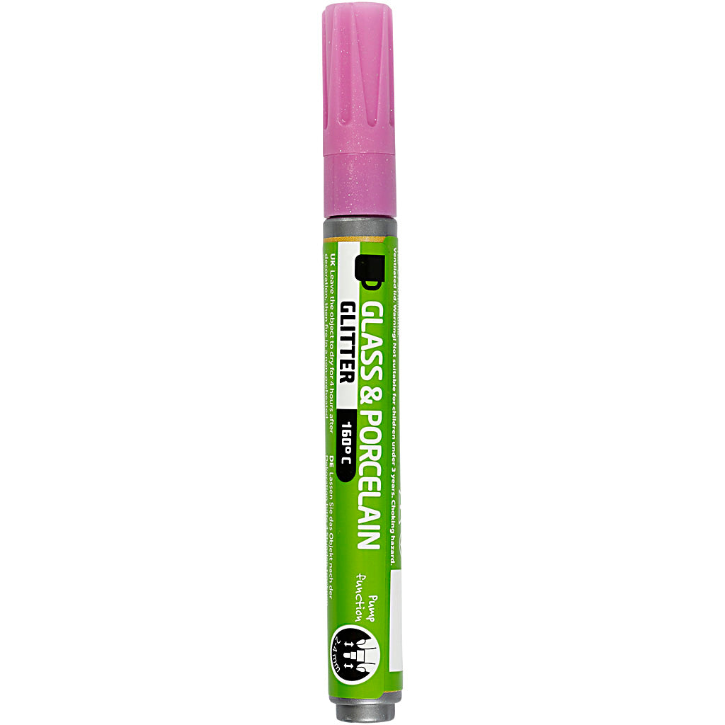 Creativ company glass and porcelain marker glitter semi-opaque - pink