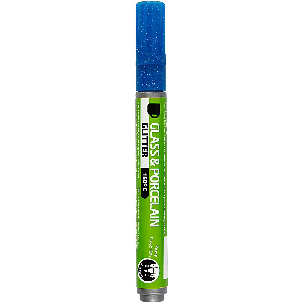 Creativ company glass and porcelain marker glitter semi-opaque - blue