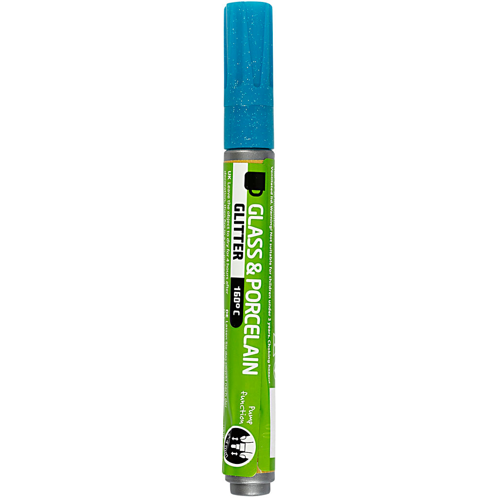 Creativ company glass and porcelain marker glitter semi-opaque - turquoise