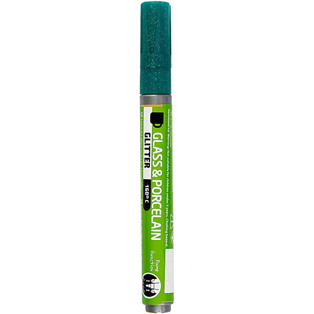 Creativ company glass and porcelain marker glitter semi-opaque - dark green