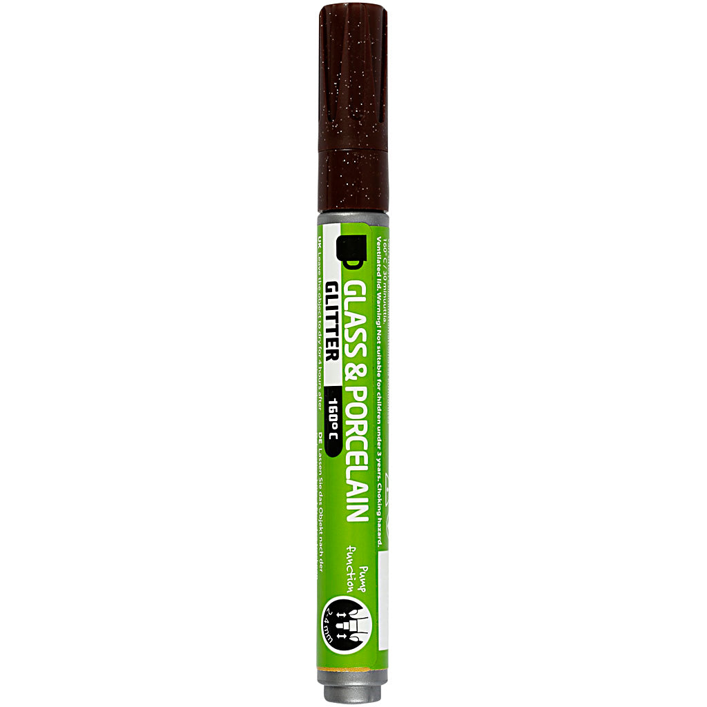 Creativ company glass and porcelain marker glitter semi-opaque - brown