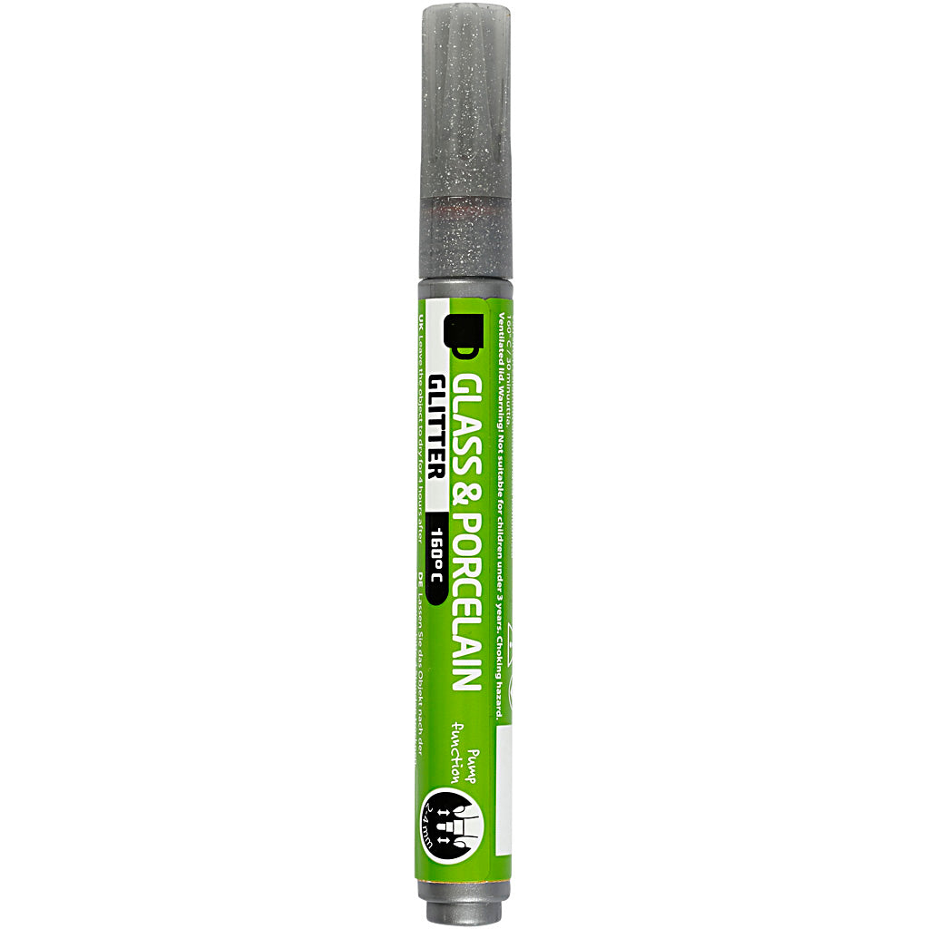 Creativ company glass and porcelain marker glitter semi-opaque - gray