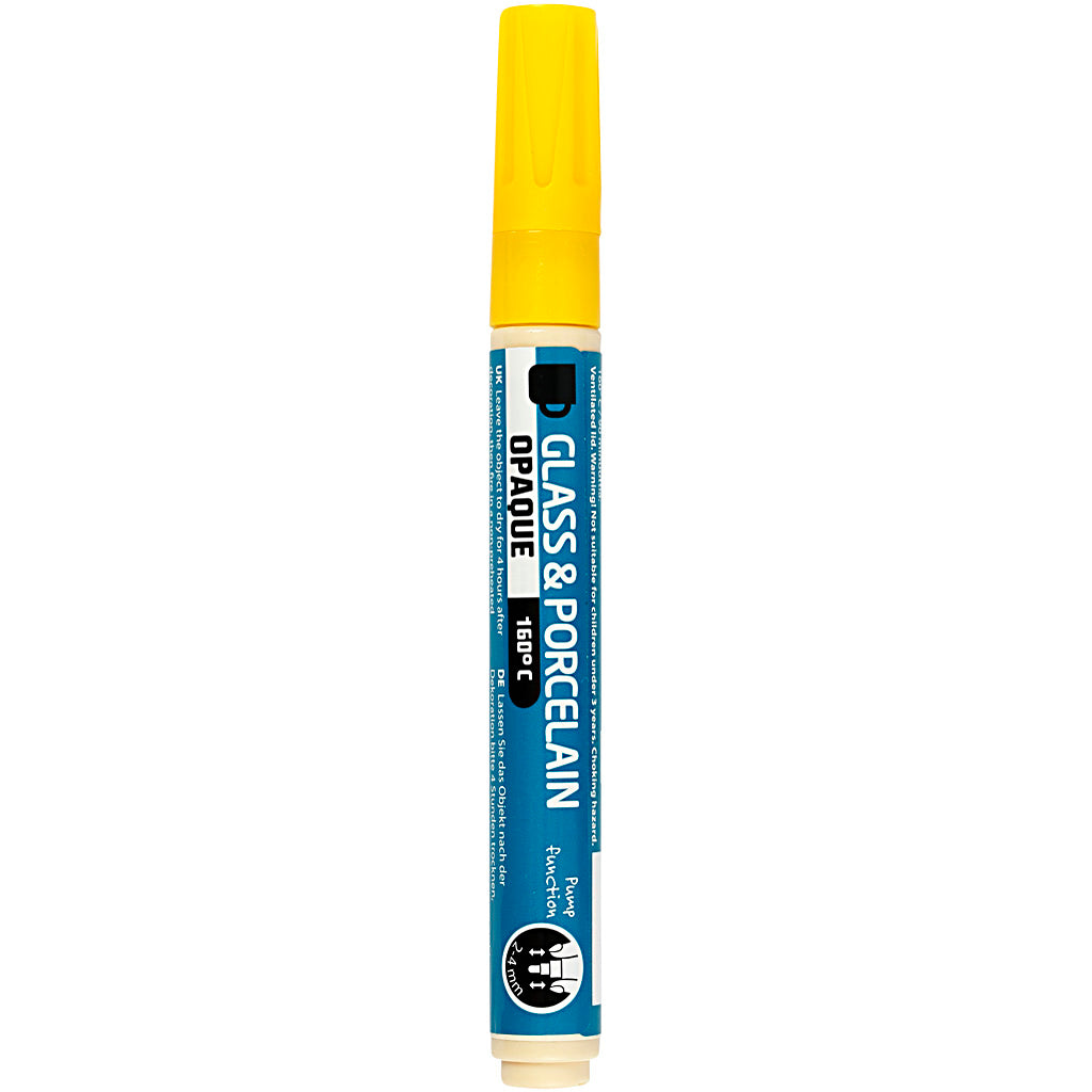 Creativ company glass and porcelain marker, line width 2-4 mm, opaque, yellow, 1 piece