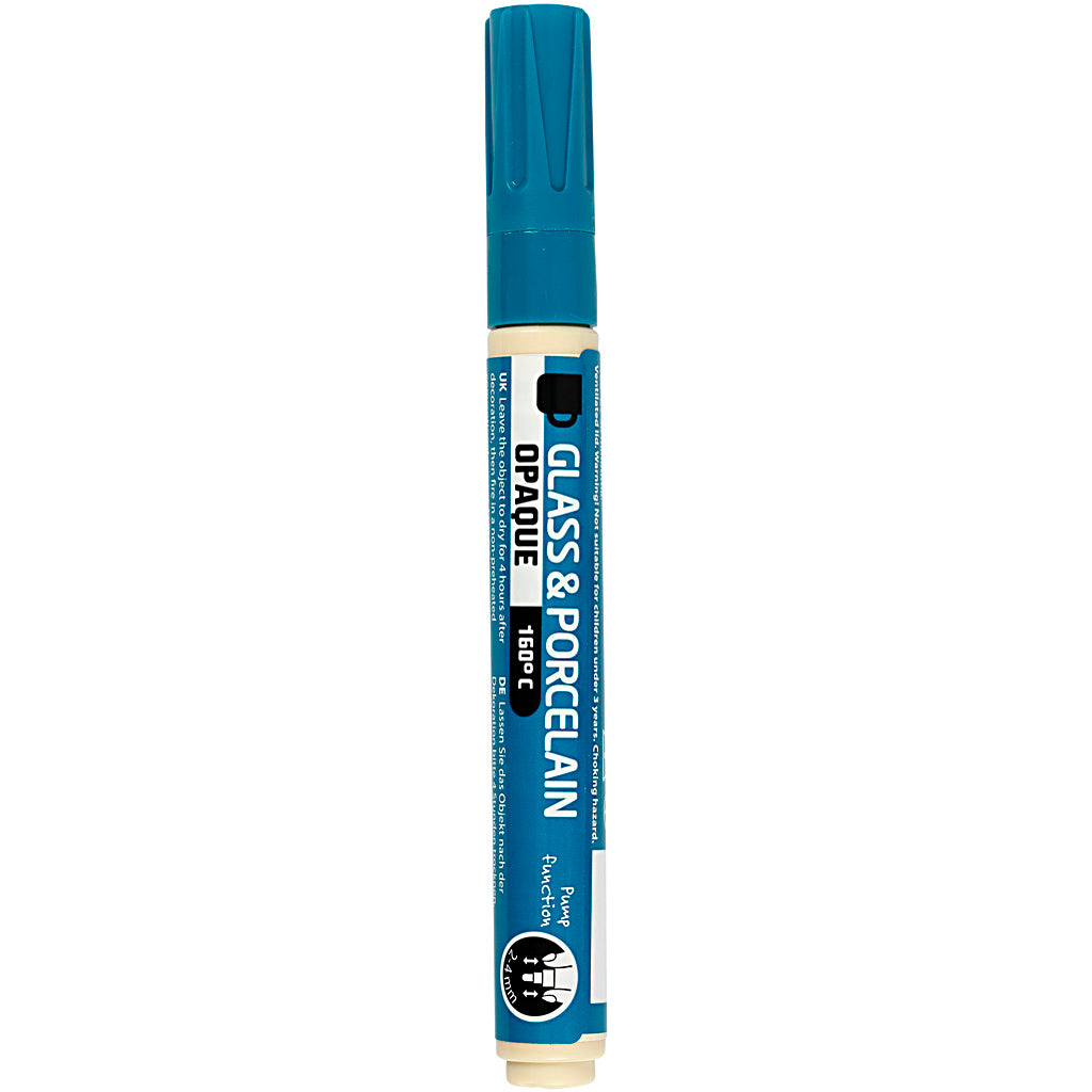 Creativ company glass and porcelain marker, line width 2-4 mm, opaque, turquoise, 1 piece