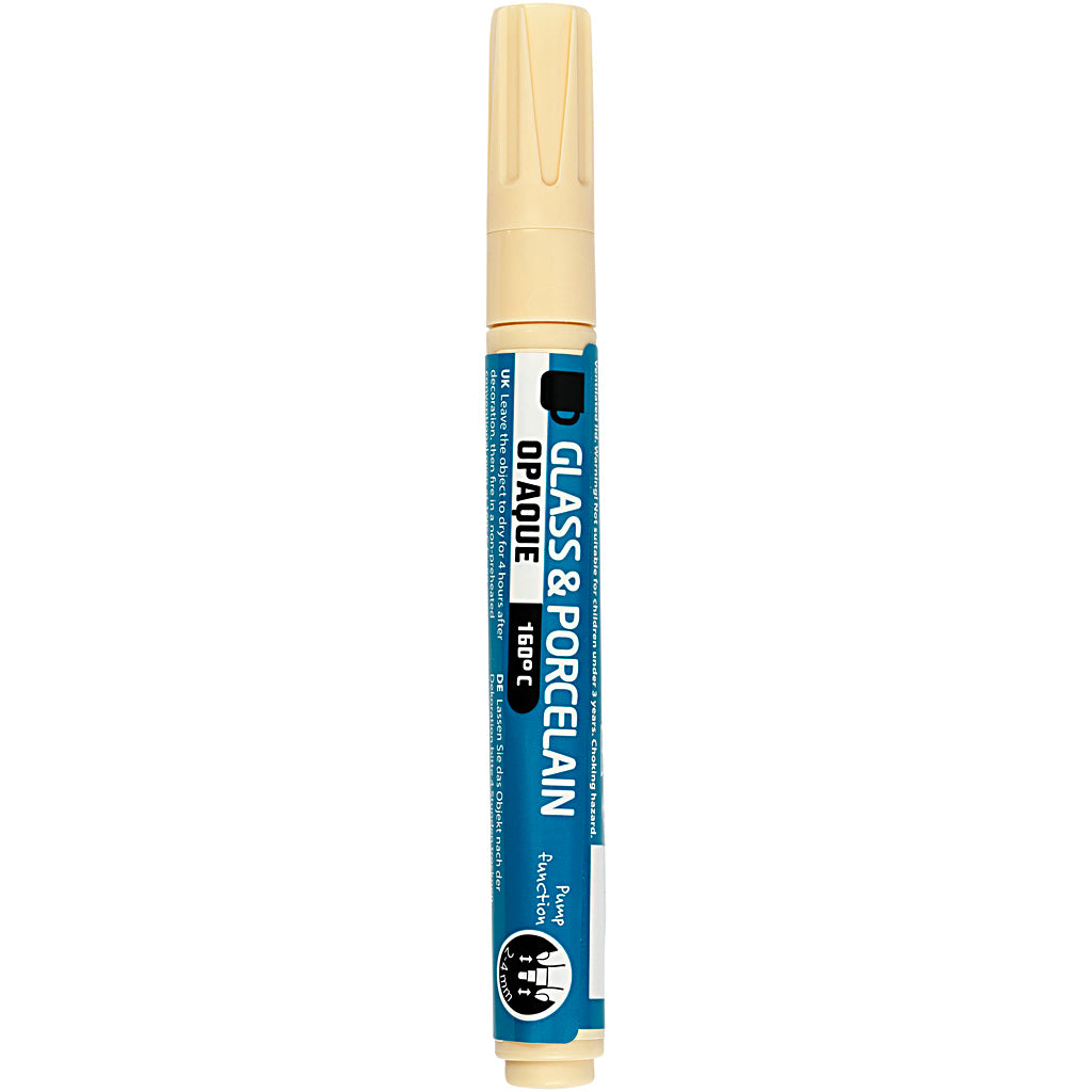 Creativ company glass and porcelain marker, line width 2-4 mm, opaque, cream, 1 piece