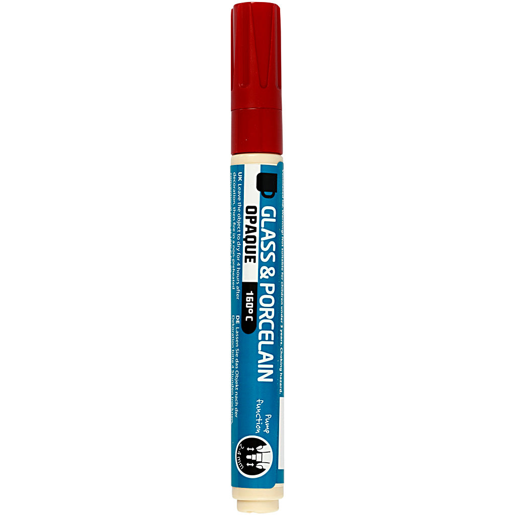 Creativ company glass and porcelain marker, line width 2-4 mm, opaque, dark red, 1 piece