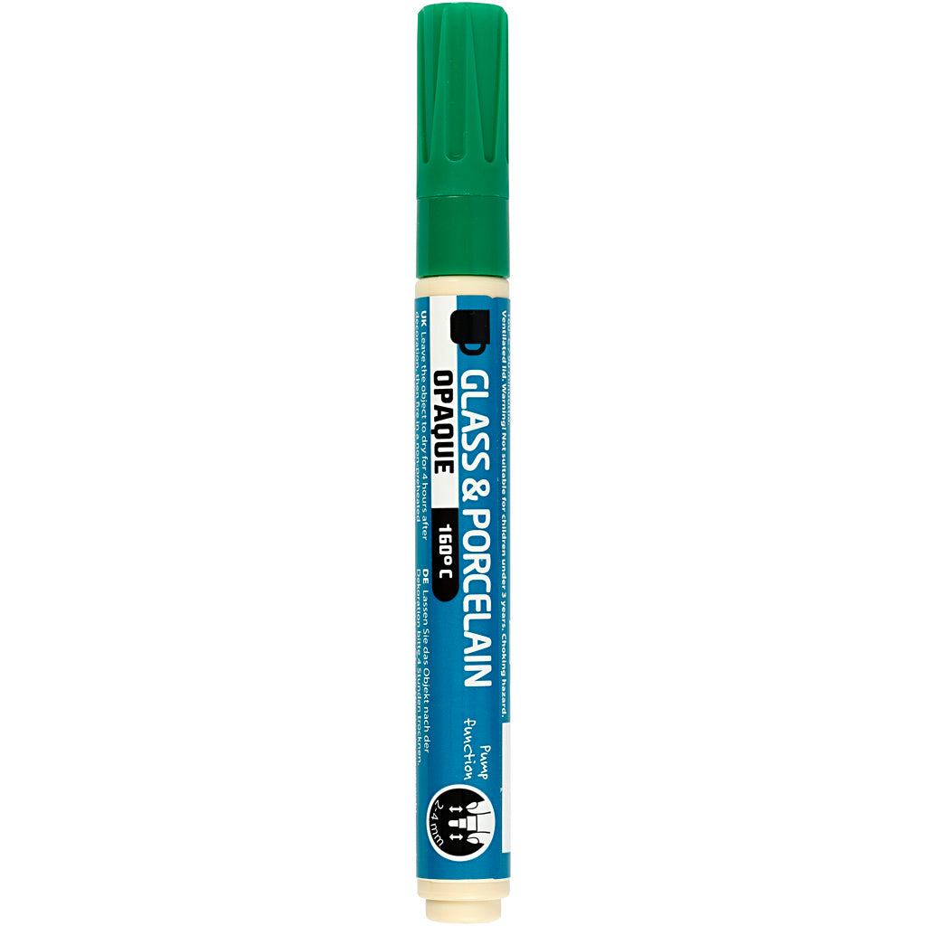 Creativ company glass and porcelain marker, line width 2-4 mm, opaque, green, 1 piece