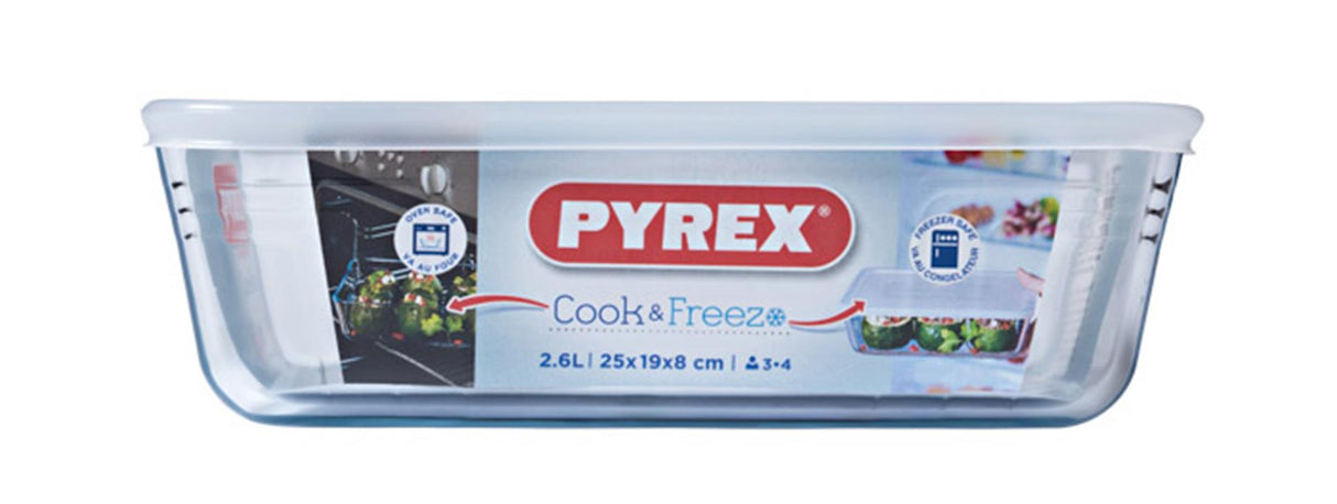 Pyrex cook freeze oven dish 25 x 20 cm with fresh-keeping lid