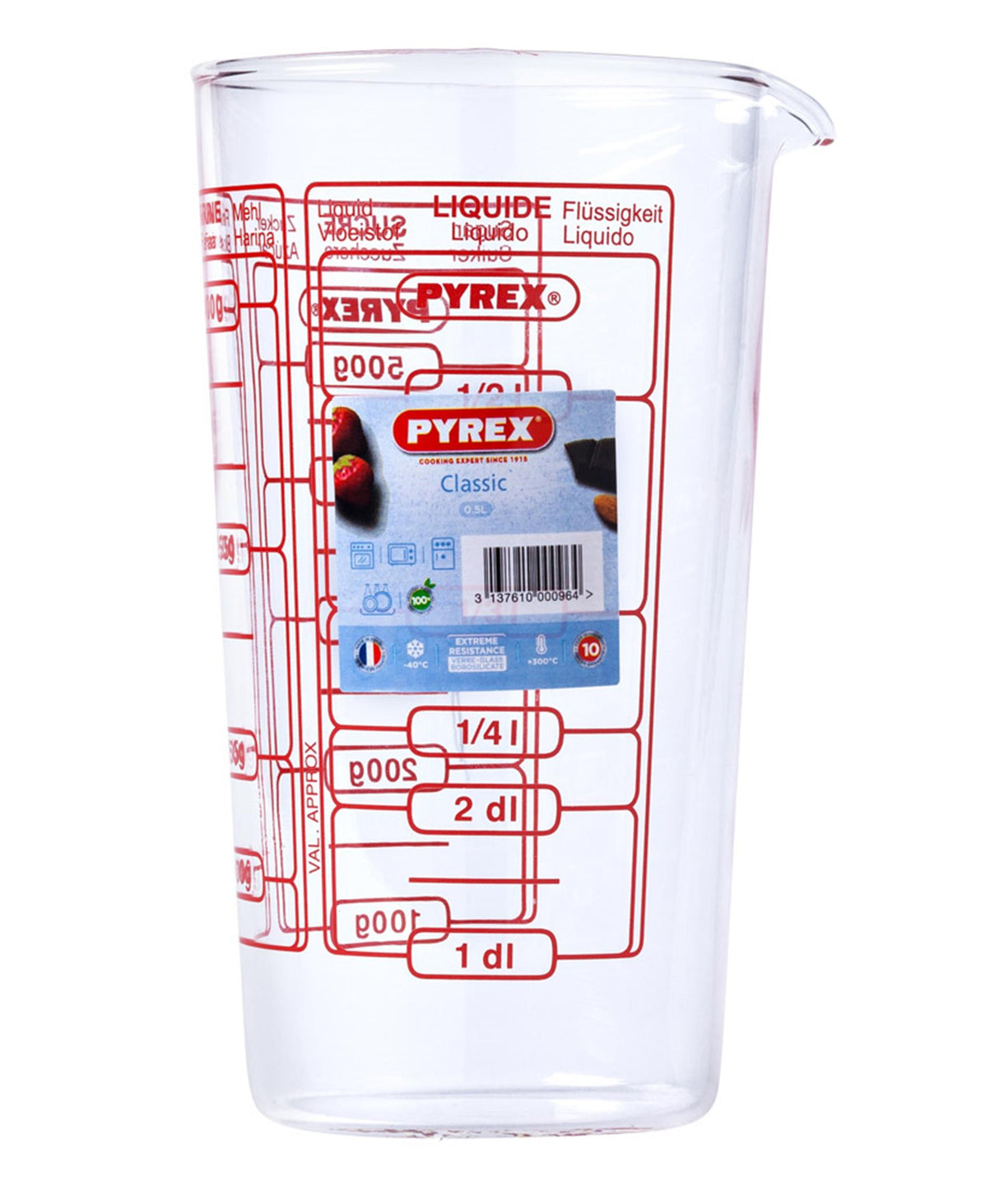 Pyrex maatbeker classic 0,5l glas