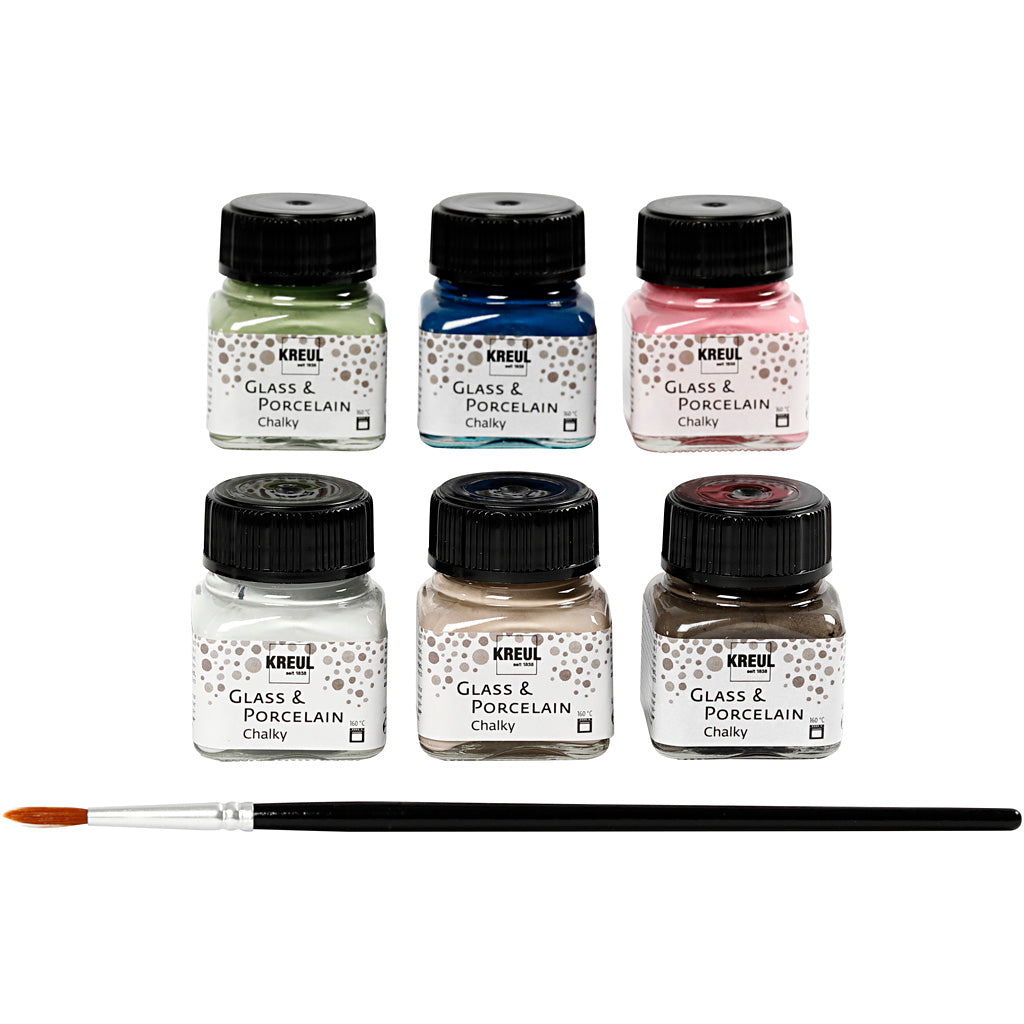 Creativ company glass and porcelain paint, various colours, 6x20 ml 1 box