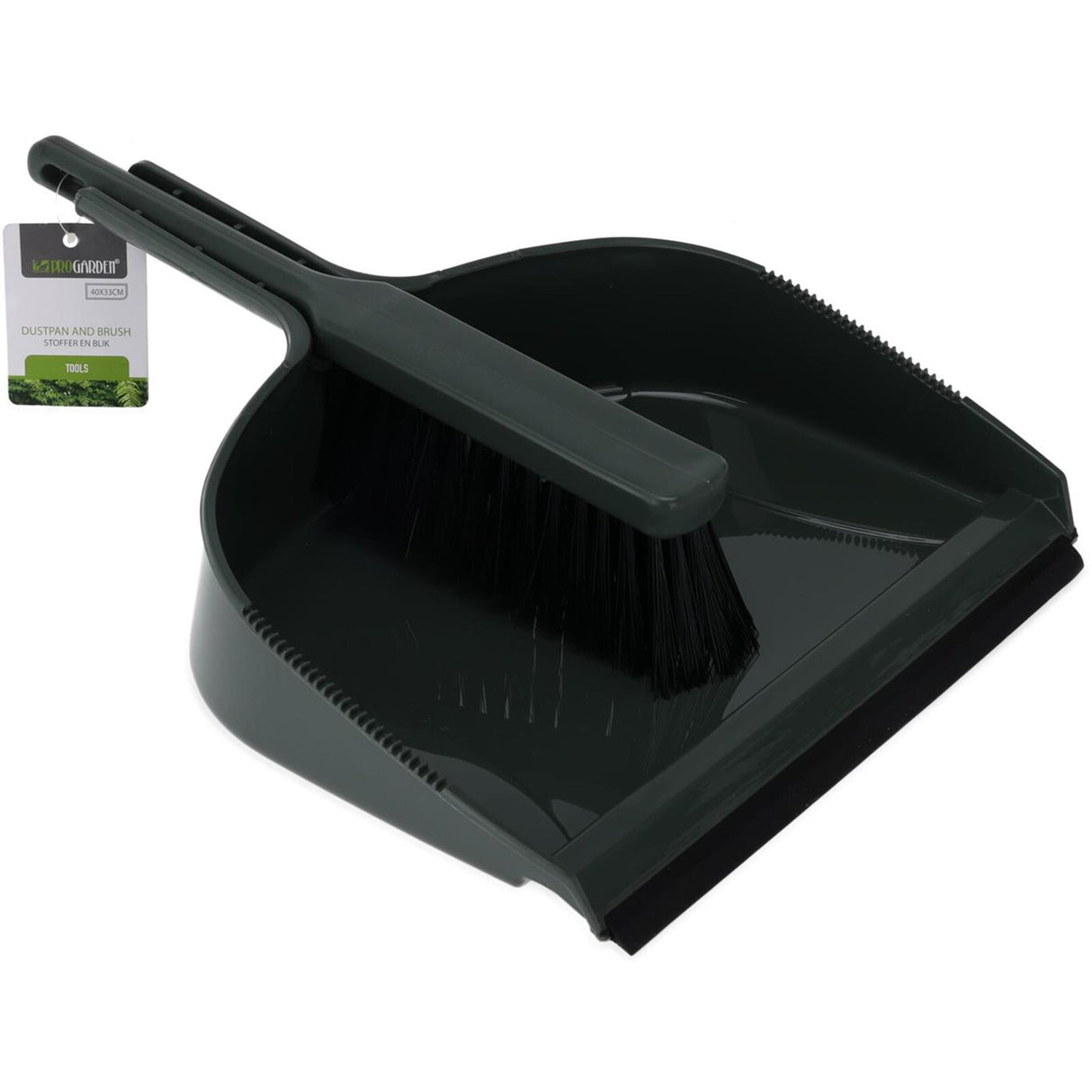 Pro garden stoffer en blik kunststof groen