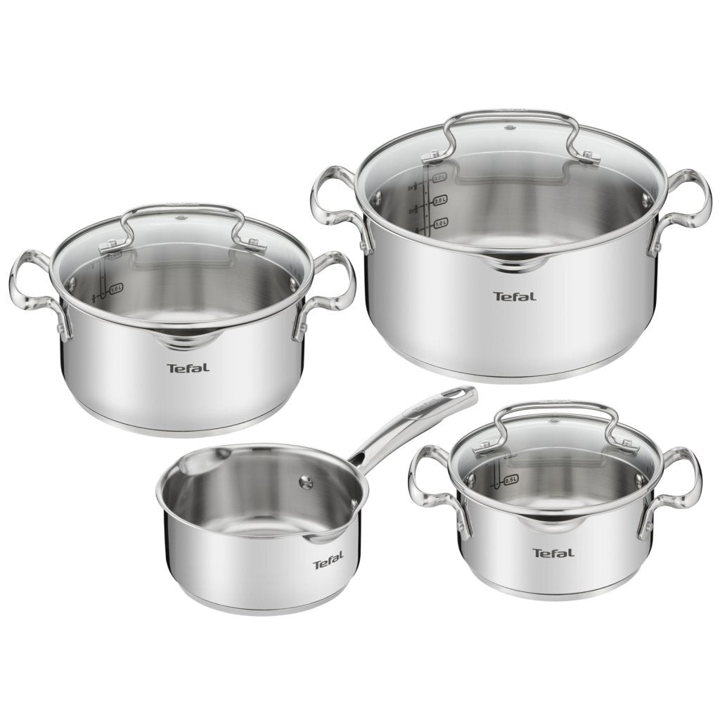 Tefal g719s7 duetto+ cooking pan set 4-piece stainless steel
